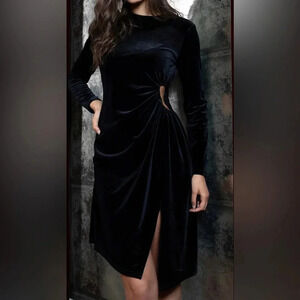 BISHOP + YOUNG ANTHROPOLOGIE  ANGELINA CUT OUT DRESS VELVET KNIT NWOT